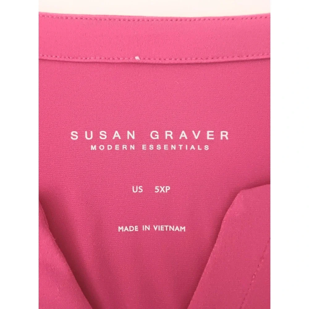 Susan Graver Tunic Top Women's Size 5XP Petite Modern Essentials Hot Pink